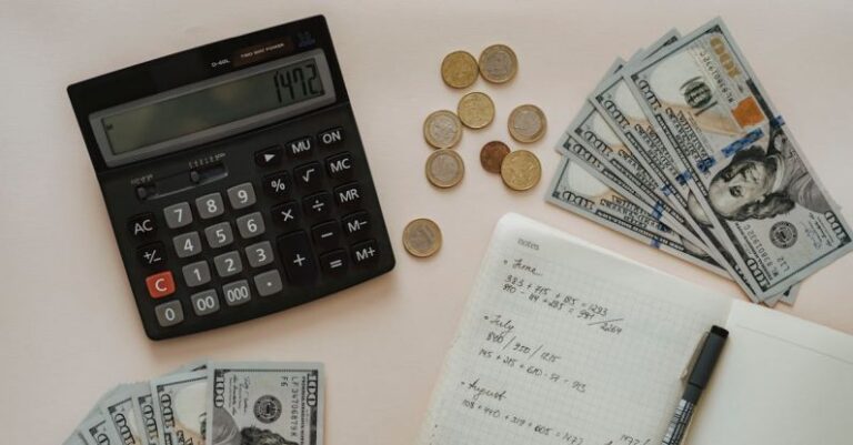 Budgeting - Black Calculator beside Coins and Notebook