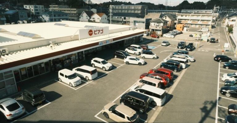 Autonomous Vehicles - A parking lot with cars parked in it